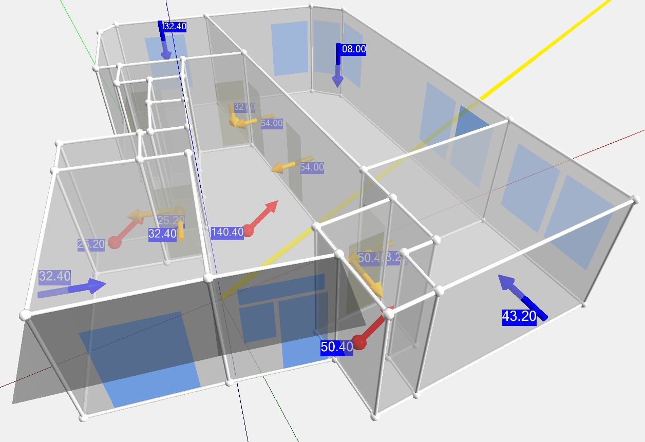 Ventilatiestromen in 3D weergave