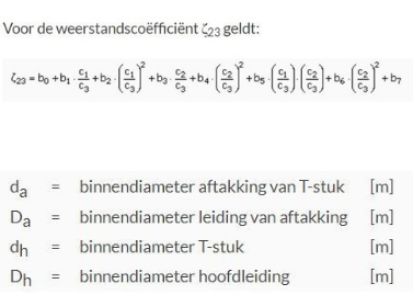 formule uitgelegd vertakkingen t-stukken tapwaterberekeningen